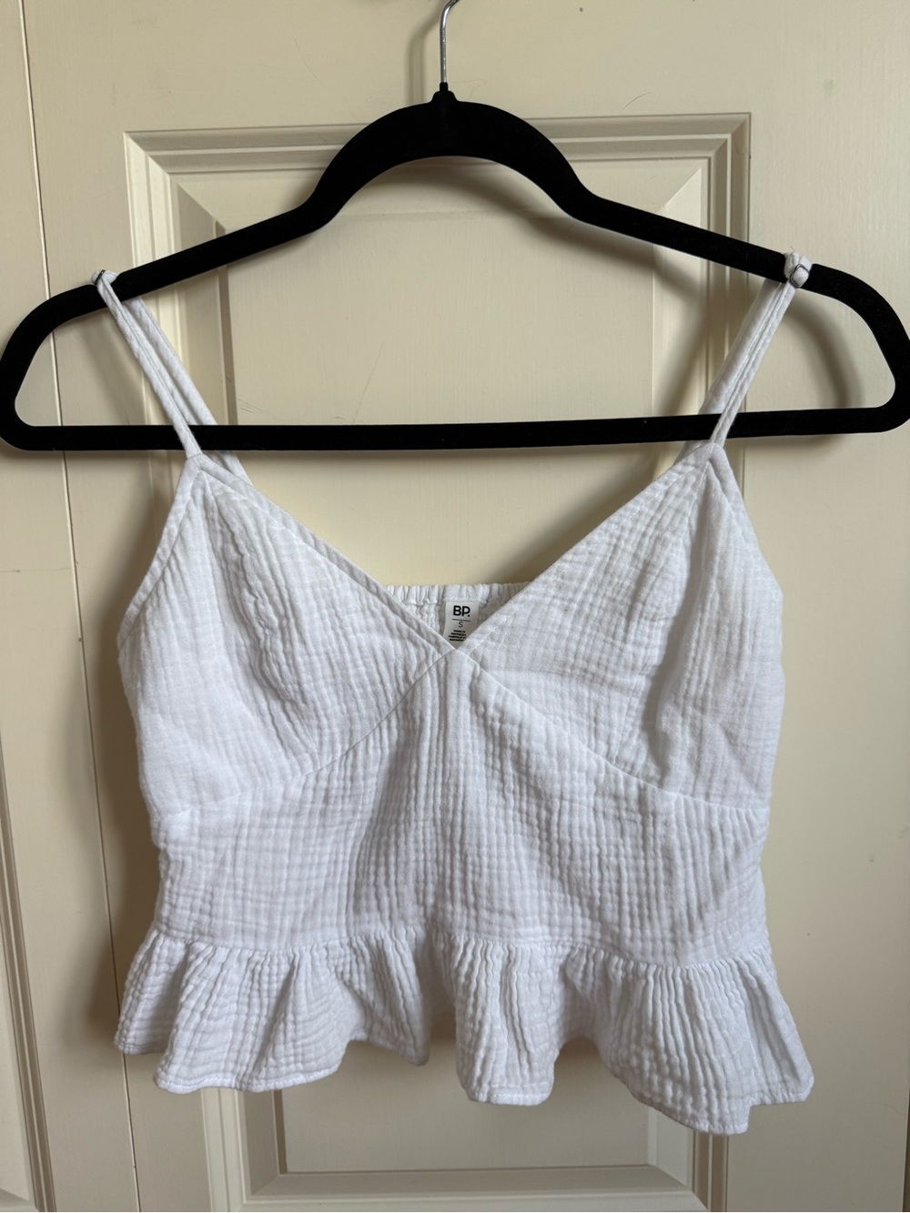 bp White Gauze Peplum Ruffle Cami